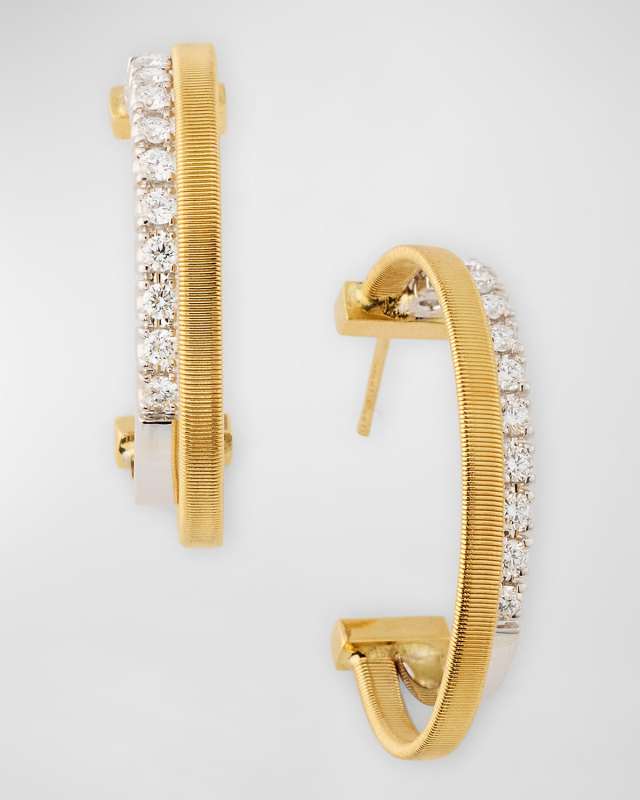 18K Yellow Gold Hoop Earrings with Diamonds